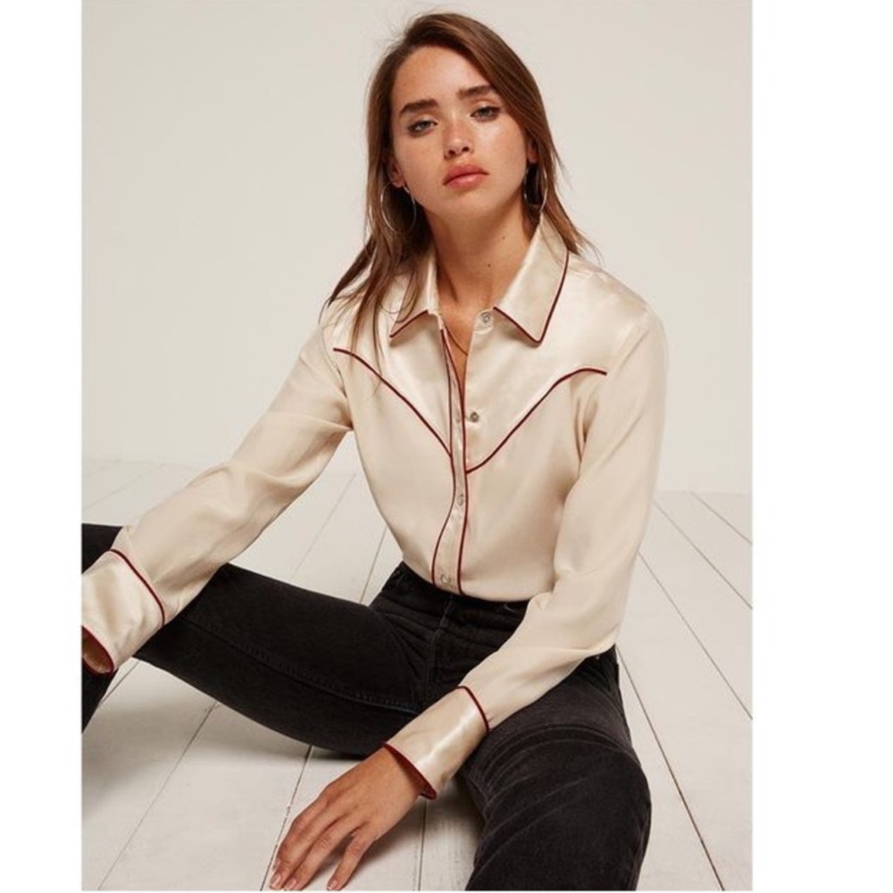 Elegant Cream Satin Women's Top LOOKING FOR THIS TOP